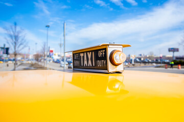 Close-up of vintage American taxi elements. High quality photo