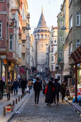 Turkey. Istanbul. Beyoglu district. Attraction Galata Tower.