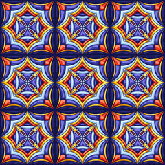 Ceramic tile pattern. Typical ornate portuguese or italian ceramic tiles. Decorative abstract background. Seamless retro