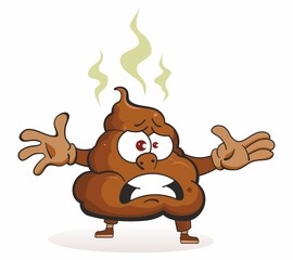 Angry poop. Funny Poop Cartoon Character. Face stinky poop shit emoji icon, colorful pictogram.
