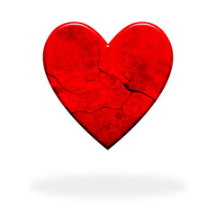 Zerbrochenes rotes Herz als Zeichen für Herzschmerz oder Liebeskummer