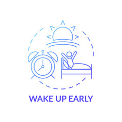 Wake up early blue gradient concept icon. Daily routine. Person awake in morning. Self development and life improvement idea thin line illustration. Vector isolated outline RGB color drawing