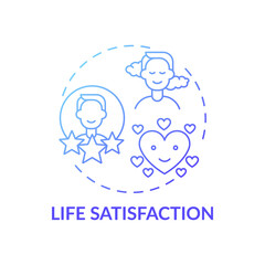 Life satisfaction blue gradient concept icon. Improving yourself. Wellness and mind harmony. Self development idea thin line illustration. Vector isolated outline RGB color drawing