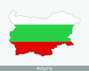 Bulgaria Map Flag. Map of Bulgaria with the Bulgarian national flag isolated on white background. Vector Illustration.