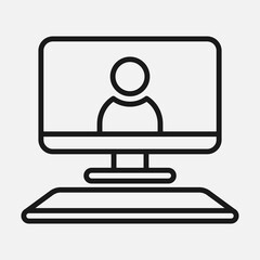 PC video call or online conference line vector icon isolated on white background.