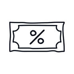 Percent banknote doodle logo icon sign Money symbol Hand drawn promotional products Cartoon design Black friday discount concept Fashion print clothes apparel greeting invitation card banner poster