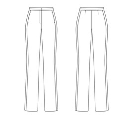 Fashion technical drawing of trousers with stripes