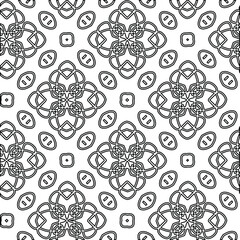  Geometric vector pattern with triangular elements. Seamless abstract ornament for wallpapers and backgrounds. Black and white colors. 