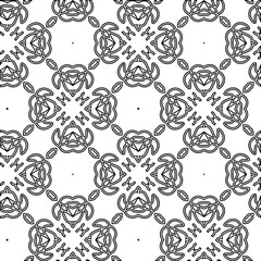  Geometric vector pattern with triangular elements. Seamless abstract ornament for wallpapers and backgrounds. Black and white colors. 