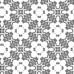  Geometric vector pattern with triangular elements. Seamless abstract ornament for wallpapers and backgrounds. Black and white colors. 