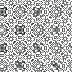  Geometric vector pattern with triangular elements. Seamless abstract ornament for wallpapers and backgrounds. Black and white colors. 