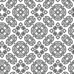 Geometric vector pattern with triangular elements. Seamless abstract ornament for wallpapers and backgrounds. Black and white colors. 