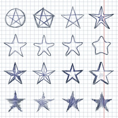 Vector Set of Sketch Stars.