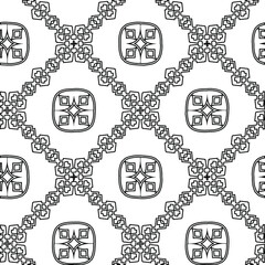  Geometric vector pattern with triangular elements. Seamless abstract ornament for wallpapers and backgrounds. Black and white colors. 