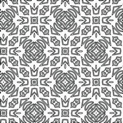  Geometric vector pattern with triangular elements. Seamless abstract ornament for wallpapers and backgrounds. Black and white colors. 