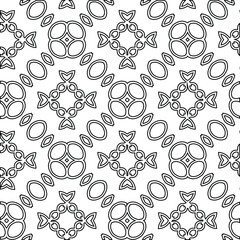  Geometric vector pattern with triangular elements. Seamless abstract ornament for wallpapers and backgrounds. Black and white colors. 