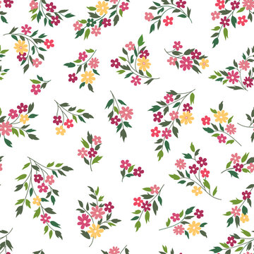Floral seamless pattern. Flower background. Floral seamless texture with flowers. Flourish tiled decorative drawn ornamental wallpaper. © Terriana