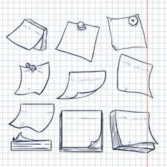 Vector Set of Sketch Office Stickers