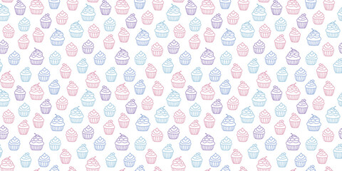 Colorful cupcakes seamless repeat pattern background vector