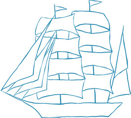 Outline ship on a white background