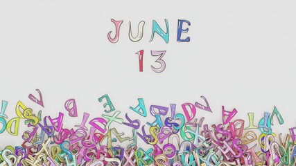 June 13 calendar puzzled month birthday schedule use