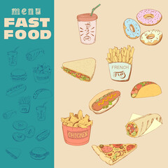 Set of fast food