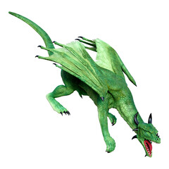 Fototapeta premium 3D Rendering Fairy Tale Dragon on White
