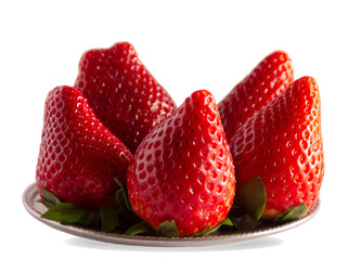 strawberries on a gray  plate 