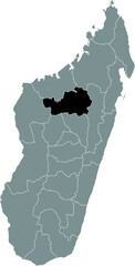 Black highlighted location map of the Malagasy Betsiboka region inside gray map of the Republic of Madagascar