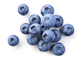 Blueberry isolated. Blueberry heap on white. Blueberry top view. With clipping path.