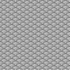 シンプルな和風パターン　青海波　白黒