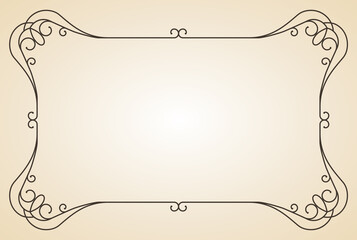 Decorative frame or border standard rectangle proportions background. Vintage design element. Ornate calligraph frame