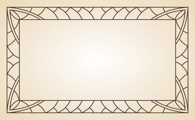 Decorative frame or border standard rectangle proportions background. Vintage design element. Ornate calligraph frame