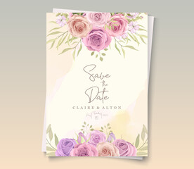 Modern wedding invitation design with romantic roses
