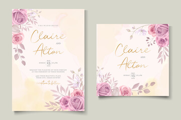 Fototapeta na wymiar Modern wedding invitation design with romantic roses
