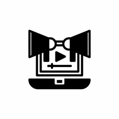 Promotional video icon in glyph style. Vector