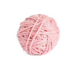 Soft pink woolen yarn isolated on white