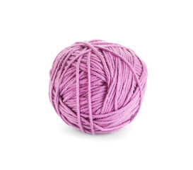 Soft lilac woolen yarn isolated on white