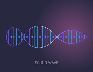 Color sound wave. Audio digital equalizer technology, musical pulse  Illustration. Voice line waveform or volume level symbol. Curve radio wave