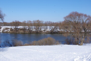 Moscow River in winter in Kolomna
