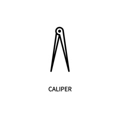 Caliper icon. External internal measurement. Thickness, depth. Drawing a circle. For various types of business and production. Vector sign in a simple style isolated on a white background. 64x64 pixel