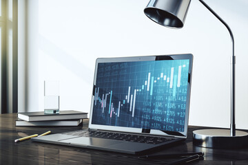 Abstract creative financial diagram on modern computer monitor, banking and accounting concept. 3D Rendering