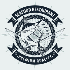 Seafood design concept with Marlin fish. Vector illustration