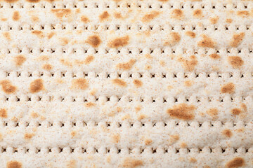 Traditional matzo as background, top view. Pesach celebration