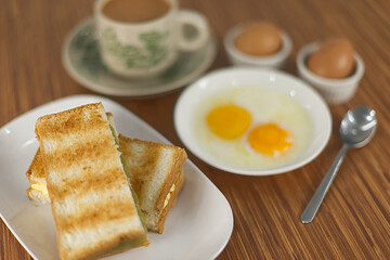 toasted bread and egg set in south east asia