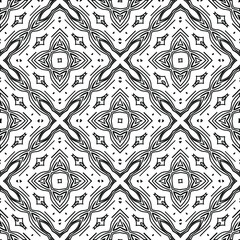 Geometric vector pattern with triangular elements. Seamless abstract ornament for wallpapers and backgrounds. Black and white colors. 