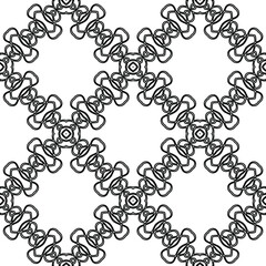 Geometric vector pattern with triangular elements. Seamless abstract ornament for wallpapers and backgrounds. Black and white colors. 