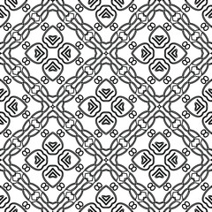 Geometric vector pattern with triangular elements. Seamless abstract ornament for wallpapers and backgrounds. Black and white colors. 