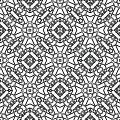 Geometric vector pattern with triangular elements. Seamless abstract ornament for wallpapers and backgrounds. Black and white colors. 