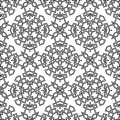 Geometric vector pattern with triangular elements. Seamless abstract ornament for wallpapers and backgrounds. Black and white colors. 